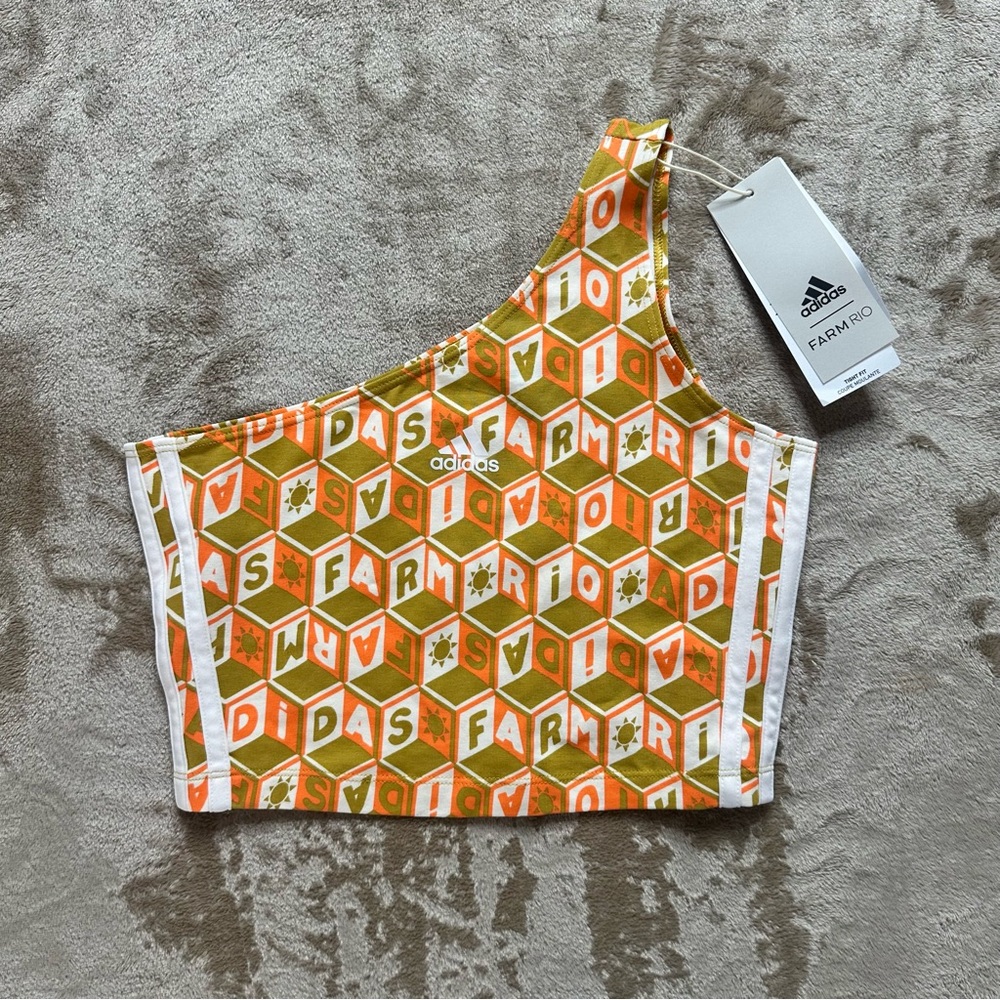 Farm Rio x Adidas Womens Orange and Green Patterned Set Top Xs Bottom Small - Picture 11 of 11
